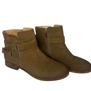 Franco Sarto Kacey Women's Brown Leather Buckle Ankle Side Zip Boots Size 8M